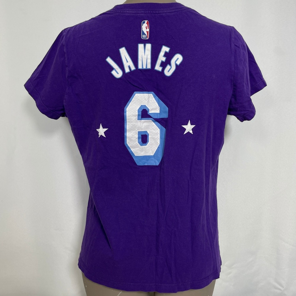 LeBron James #6 Los Angeles Lakers NBA Nike Purple Jersey T-Shirt Women's LARGE
